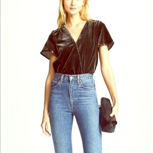 NWT Splendid Brand Velvet Black Surplice Top XS